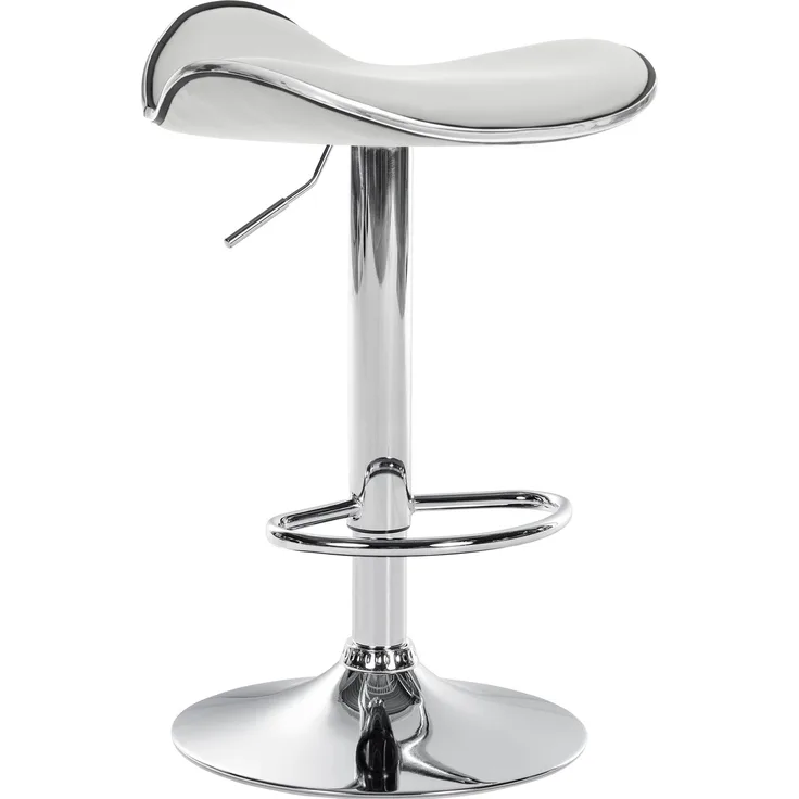 Barhocker TANOR - Kunstleder Weiß 45x45x71 cm Silber | Barstuhl Höhenverstellbar Drehbar Tresenhocker Tresenstuhl Kneipenhocker Kneipenstuhl