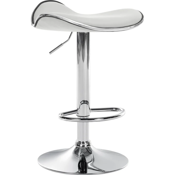 Barhocker TANOR - Kunstleder Weiß 45x45x71 cm Silber | Barstuhl Höhenverstellbar Drehbar Tresenhocker Tresenstuhl Kneipenhocker Kneipenstuhl – Bild 1