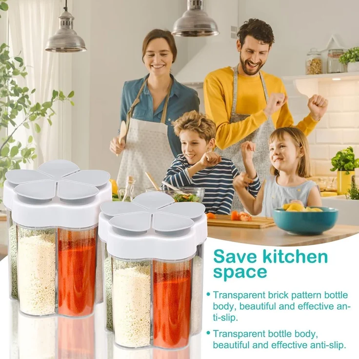 Gewürzgläser 2 Stück Kunststoff 5 in 1 Gewürzdosen Pfefferstreuer BBQ – Bild 5