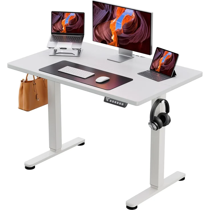 ErGear Elektrisch Höhenverstellbarer Schreibtisch 100x60 cm, Schreibtisch Höhenverstellbar mit 4-Gedächtnis-Smart-Pult für Home-Office mit Verbindungsplatte