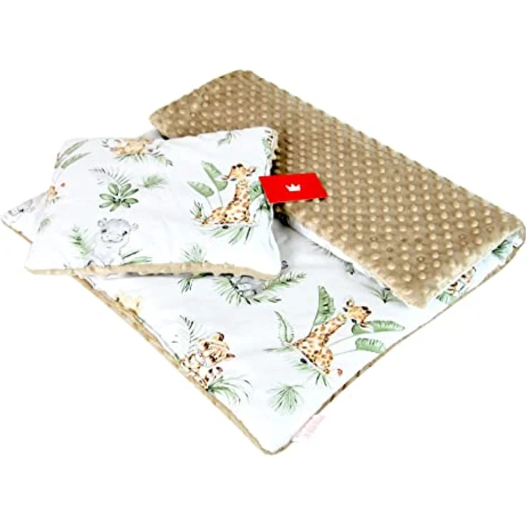 Kinderdecke BABYLUX Babydecke MINKY 2Set Kuscheldecke Decke 75 x 60cm Kinderwagen, BabyLux, MP124 - Beige + Safari – Bild 3