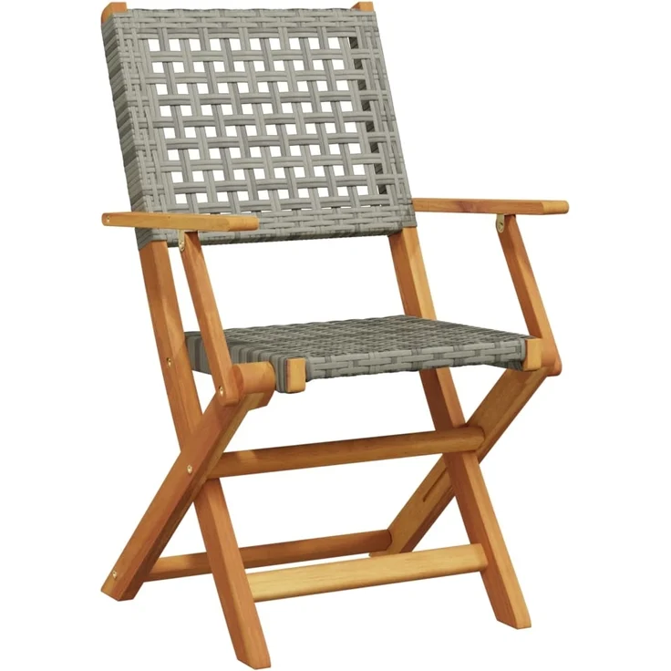 vidaXL Gartenstühle 2 Stk. Grau Massivholz Akazie und Poly Rattan 367664 – Bild 3