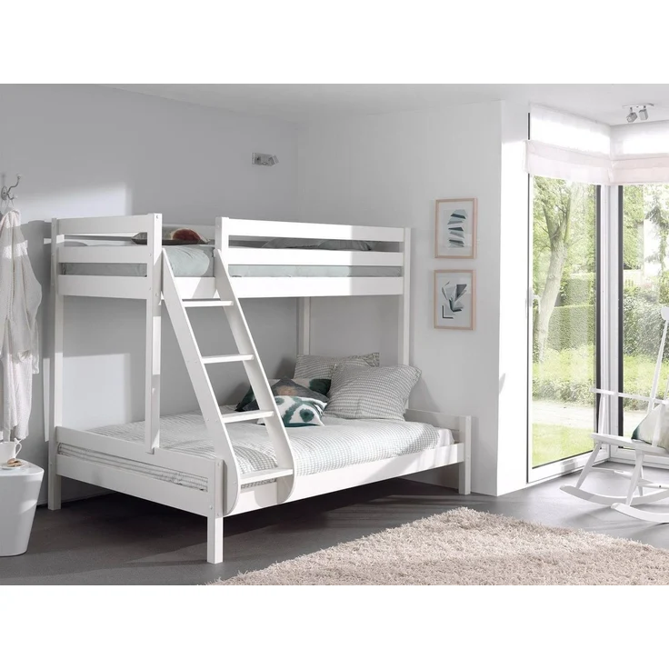 Vipack 'Martin' Etagenbett, weiß, 90x200/140x200 cm, Kiefer massiv, inkl. Lattenroste – Bild 2