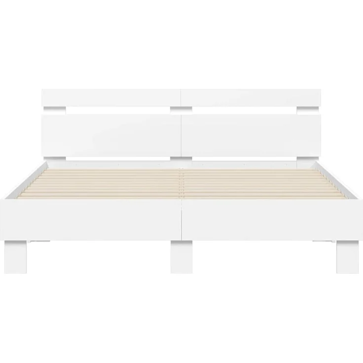vidaXL Bettrahmen mit LED-Lichtleisten Weiß 152 x 203 cm Holzwerkstoff 3402852 – Bild 6