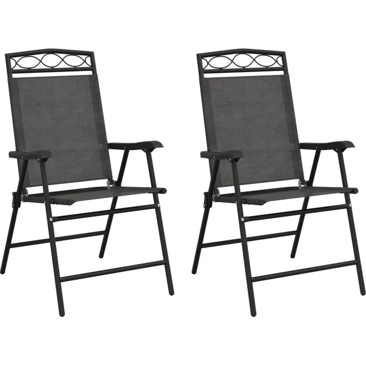 vidaXL Klappbare Gartenstühle 2 Stk. Graumeliert Stahl und Textilene 360200 – Bild 1