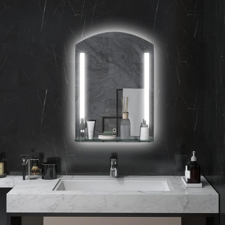 Badezimmerspiegel mit LED-Beleuchtung, elegant und hochwertig, Glas, Aluminium, Kunststoff, 50L x 12B x 70H cm--Silber--70x12x50cm--YOUDENOVA – Bild 3