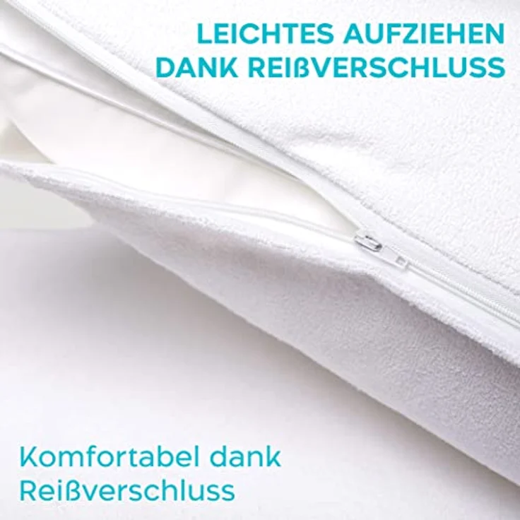 Kissenschoner 80x80 - 2er Set Wasserdichter Kissenbezug 80x80 mit Reißverschluss - Oeko-Tex Zertifiziert - Twinzen-Technologie Kissenschutzbezug 80x80 cm Weiß – Bild 4