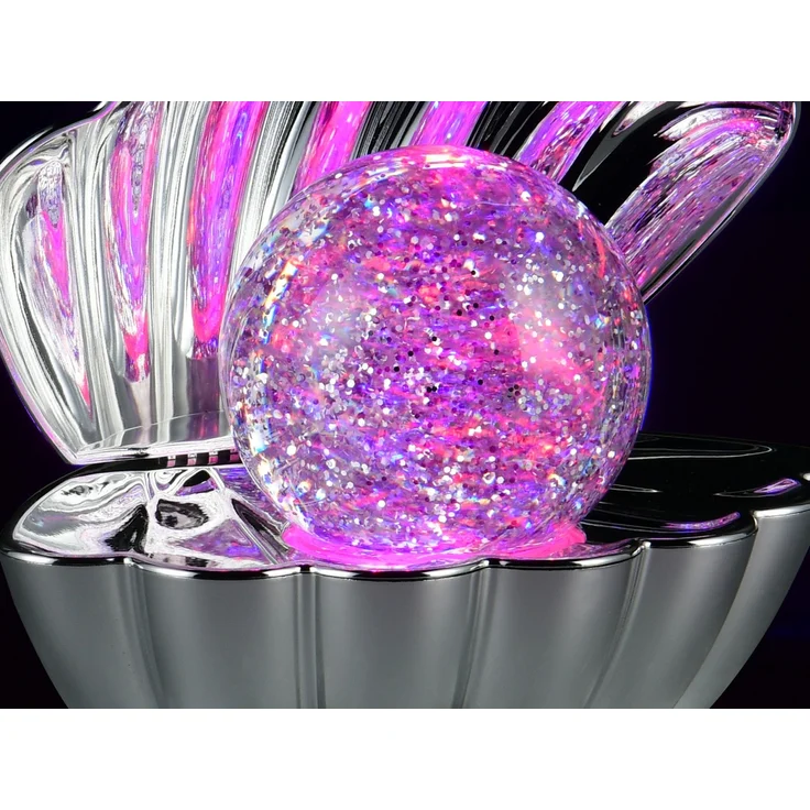 USB Muschel Tischlampe Silber Chrom mit RGB Beleuchtung, Höhe 14cm – Bild 8