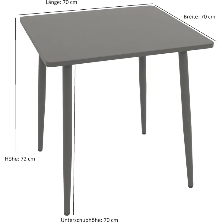 DEGAMO DENVER Bistrotisch, Stahl, grau, 70x70cm – Bild 2