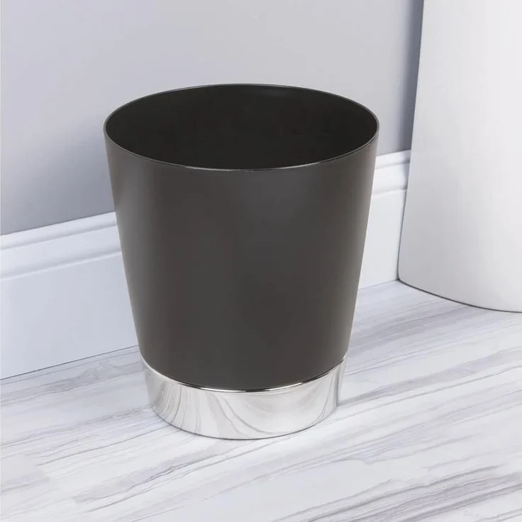mDesign Mülleimer Abfall Papierkorb Abfalleimer Kunststoff 3 L Schwarz / Chrom – Bild 3