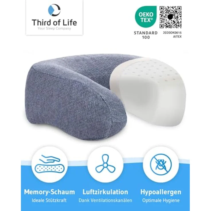 Nackenhörnchen ANDAR QuickDry aus Visco Schaum, ergonomisches Reisekissen, leicht zu transportieren – Bild 5