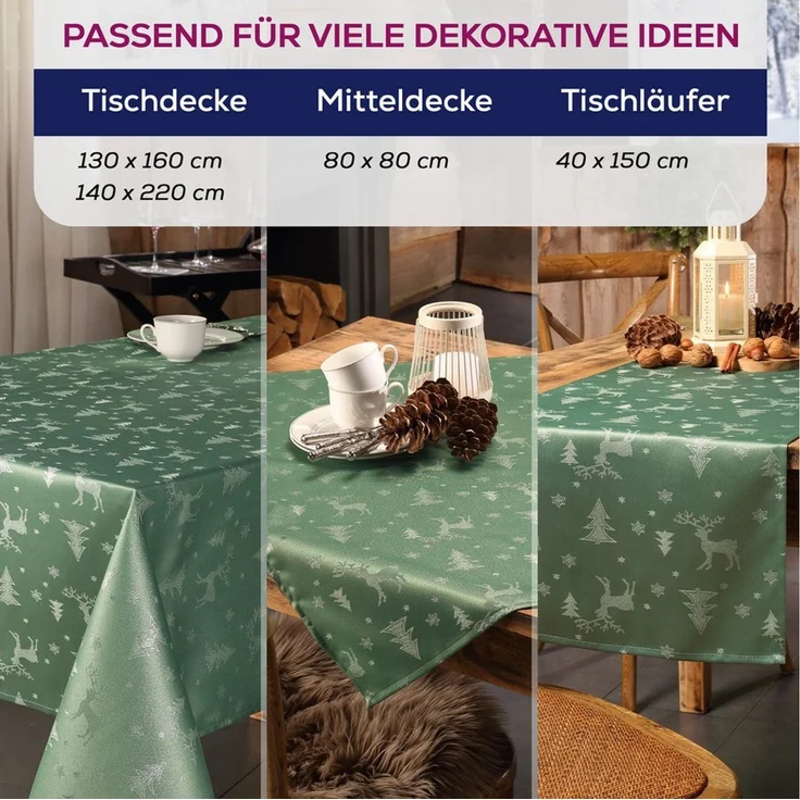 Beautex Tischdecke Lurex Tischdecke Weihnachten, Silber Gold glänzend, Weihnachtstisch (1-tlg) – Bild 2