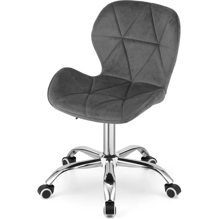 Home Collective Drehstuhl Schreibtischstuhl mit pneumatischer Verstellung (Perfekt für Kinderzimmer, Home Office und Studio), Samt mit Chromfuß und Gummirädern - grau Samt – Bild 2