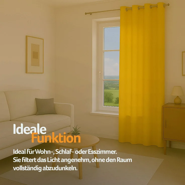 Bestlivings Blickdichte, Gardine mit Ösen, in vielen Größen und Farben Gelb 140x245 cm – Bild 7
