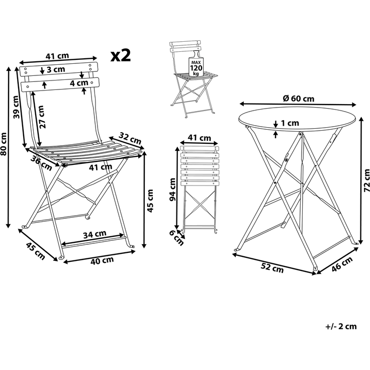 Bistro Set FIORI Metall Dunkelgrün Grün – Bild 2