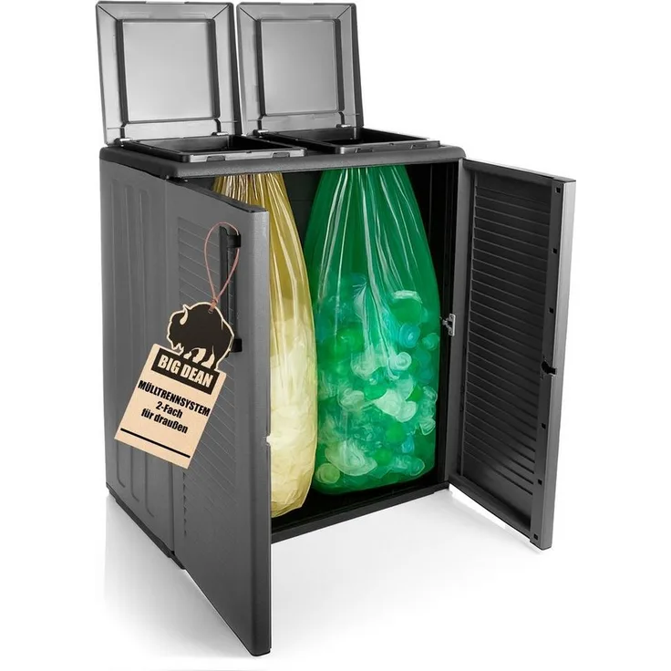 BigDean Mülltrennsystem Schrank Recycling System auch für Gelben Sack Made in Italy, Leichte Montage, Robust, übersichtlich mülltrennung