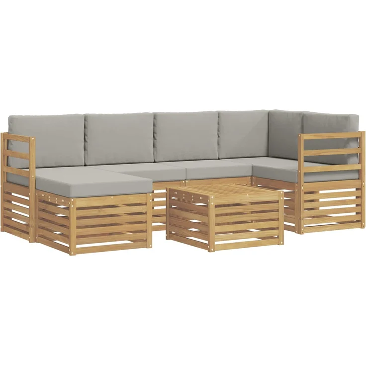 vidaXL Outdoor-Sofagarnitur 7 stk. 5-Sitzer Weiß und Hellgrau 3392136 – Bild 2