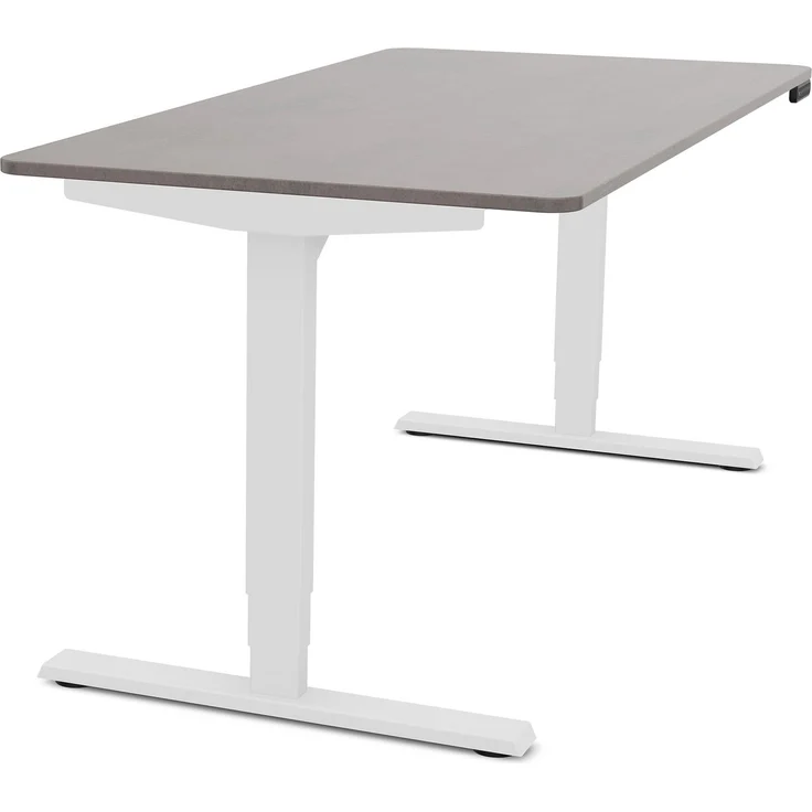 ASSMANN Elektrisch höhenverstellbarer Schreibtisch Y-Line Curved 160x70cm Sichtbeton Anthrazit Signalweiß Metall Holz – Bild 10