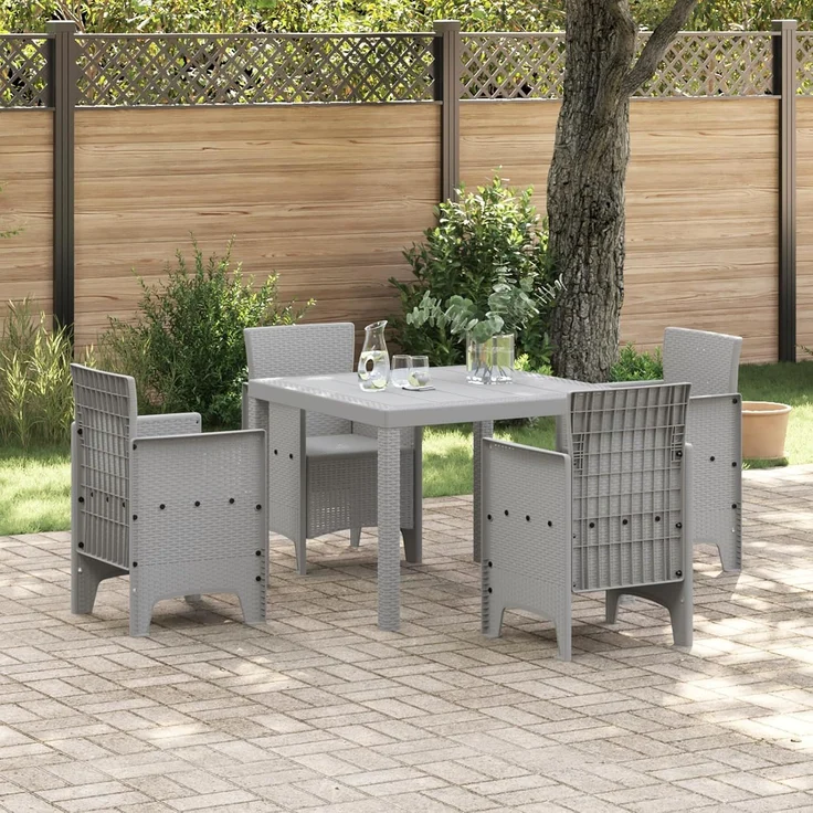 vidaXL Gartentisch Hellgrau 100 x 100 x 73 cm Poly-Rattan 871683 – Bild 2