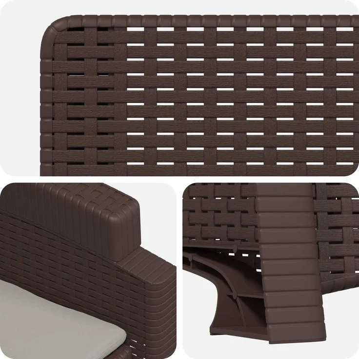 vidaXL Liegesessel Garten Rattan-Optik 2 Stk. Braun und Hellgrau PP 8012023 – Bild 6