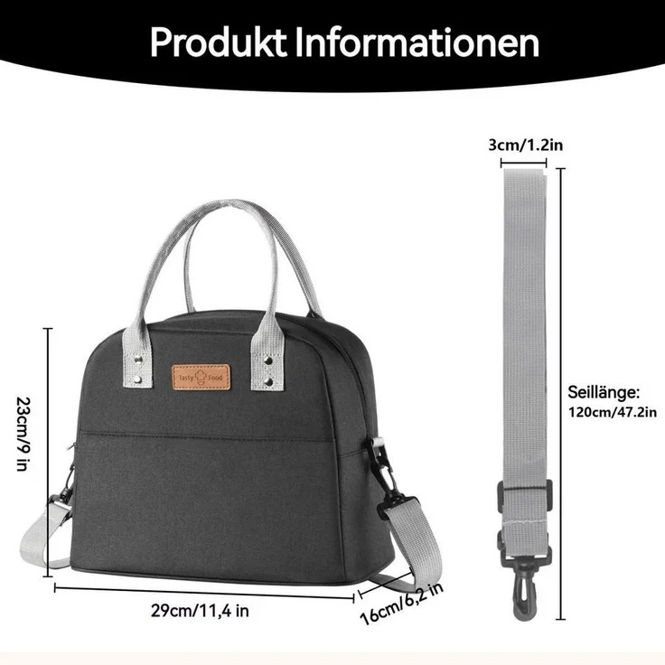 BlingBin Thermobehälter kühltasche, Lunchtasche Isolierte Lunchbox Bag, kationisches Oxford-Gewebe, verdickte Aluminiumfolie, (1er Set, 1-tlg, 1 x Lunchtasche 29x23x16cm), Tragbar wasserdichtes Lunchtasche für Arbeit Schule Büro Picknick – Bild 1