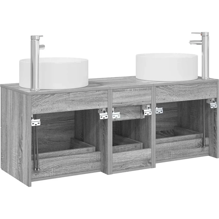 vidaXL Badezimmerschrank-Set 3 stk. Grau Sonoma 129 x 44,5 x 80 cm 3405960 – Bild 7