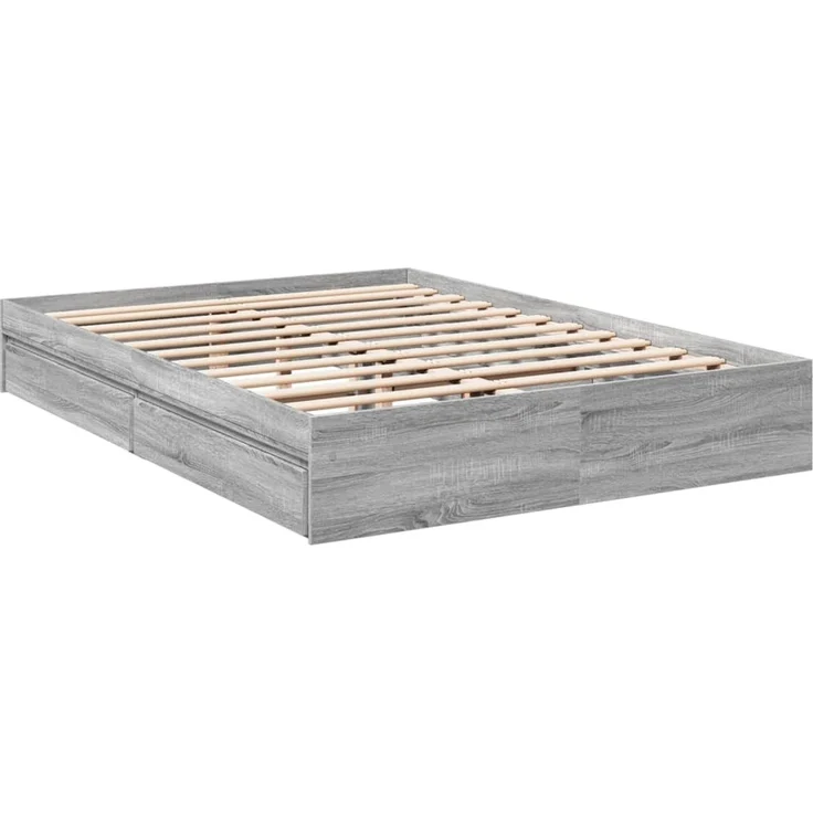 vidaXL Bettgestell mit Schubladen Grau Sonoma 160x200 cm Holzwerkstoff 3280648 – Bild 3