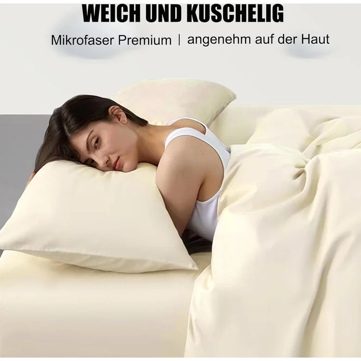 Seitenschläferkissen Bezug Mikrofaser 40 x 145 cm 2 Stück Creme – Bild 2