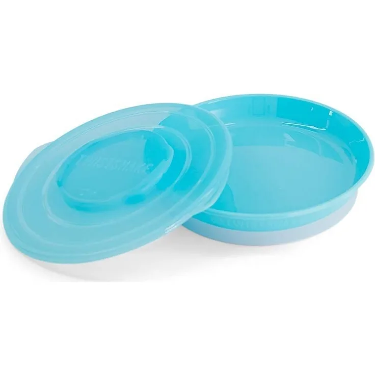 Twistshake-Platte | Babyteller mit luftdichtem Deckel | BPA-freier Baby-Entwöhnungsteller | Essenstrainingsteller | Lernteller für Kinder | 6m+ Baby-Futterteller | Neugeborenen-Essentials | Blau