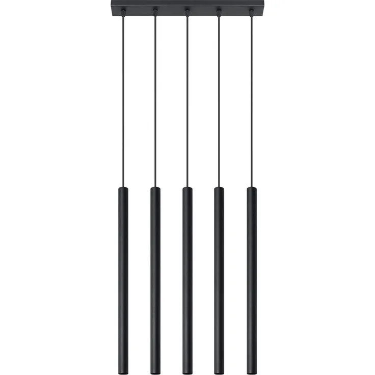 Pendelleuchte, Schwarz, Stahl, 5-flammig, H 100 cm
