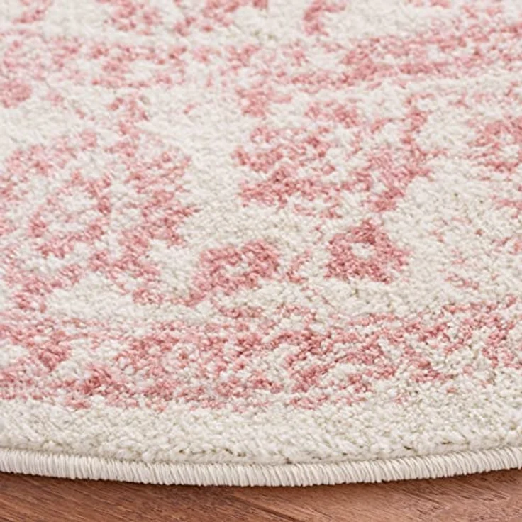 Safavieh Runder Teppich 213 cm Rund - Adirondack Collection - Transitional Design, Elfenbein & Rosa, Pflegeleichte Synthetikmischung, Ideal für Wohnzimmer, Schlafzimmer, Büro | 1 cm Flor, Teppich für den Innenbereich, langlebig, kinder- und haustierfre... – Bild 4