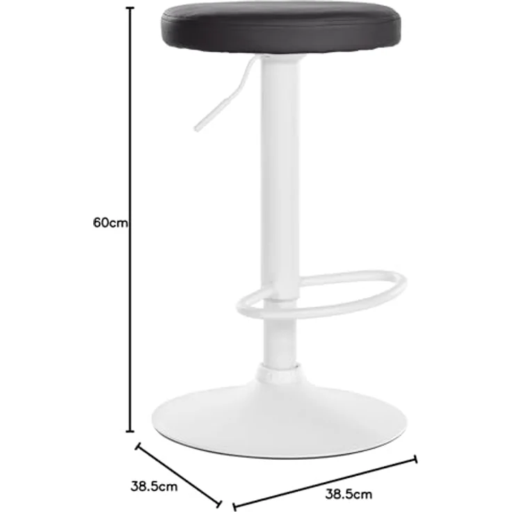 CLP Ponte Barhocker, Schwarz, höhenverstellbar 60-81 cm, runde Sitzfläche mit Kunstlederbezug, 360-Grad-Drehung, belastbar bis 120 kg – Bild 2