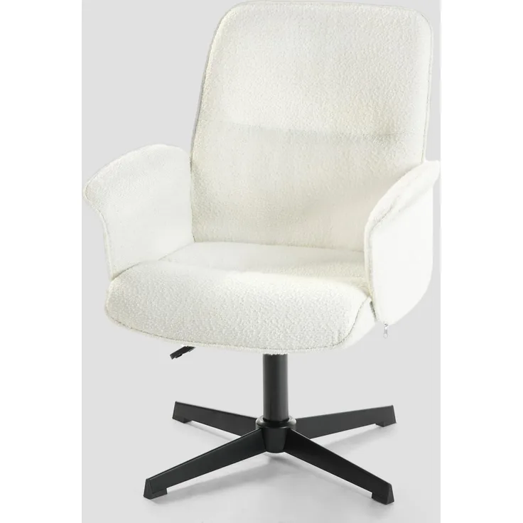 MEUBLE COSY Bürostuhl Ergonomisch Schreibtischstuhl mit höhenverstellbar Armlehnen 360° Drehbar Schminkstuhl Sessel für Büro Wohnzimmer Schlafzimmer Vanity, Bouclé Frottier, Weiß