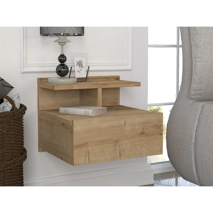 Vente-unique - 2er-Set Nachttische hängend - 1 Schublade - Farbe: Holzfarben - AZELNO