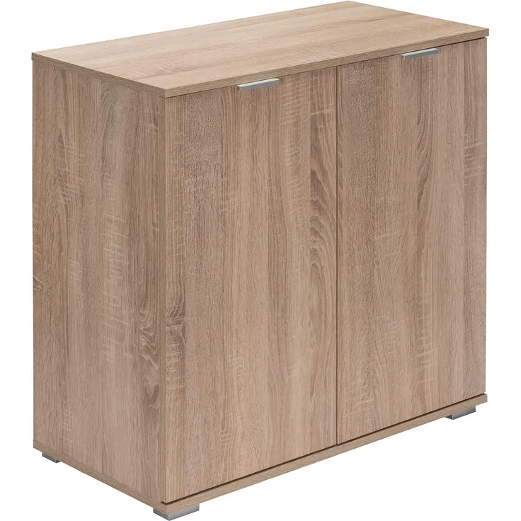 Deuba Kommode Alba mit 2 Türen 71 x 74 x 35 cm Modern Flur Wohnzimmer Sideboard Anrichte Mehrzweckschrank Eiche
