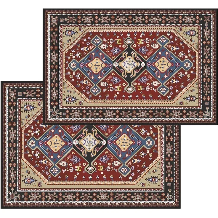 matches21 HOME & HOBBY Fußmatte Türmatte Perser rot Vintage in 50x70 cm als Fussabtreter, rechteckig, Höhe: 5 mm, Rutschfester Türvorleger für innen als waschbare Schmutzfangmatte – Bild 2