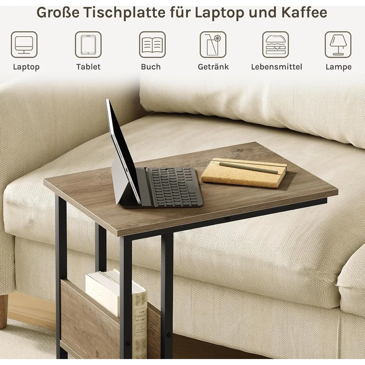 Woltu Beistelltisch (1-St), Kaffeetisch Couchtisch Sofatisch aus Metall MDF – Bild 5