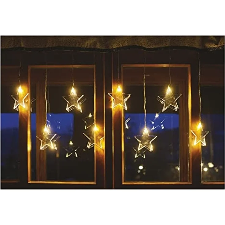 EMOS Mini Lichtervorhang mit 8 Sternen, LED-Lichterkette 84cm mit Sternen, Warmweiß, Lichtergirlande + Netzteil, Leuchtdauer 10.000 h, IP44 für Innen und Außen, für Party, Weihnachten, Deko – Bild 6