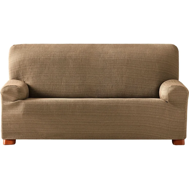 ECOMMERC3 Elastischer Sofabezug, Jacquard, Größe 3-Sitzer, universell passend und atmungsaktiv, Sofabezug, Farbe: Taupe, Verschleißschutz, rutschfestes Design mit elastischem Band