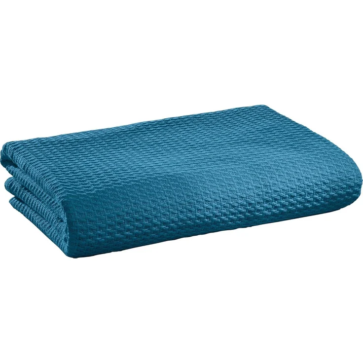 Erwin Müller 'Siena' Wohndecke, Baumwolle Uni, Petrol, 150x200 cm