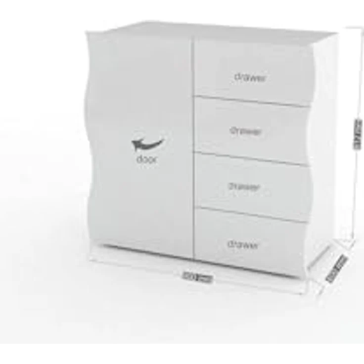 Dmora - Kommode Giuseppe, Küchen-Sideboard mit 4 Türen und 1 Schublade, Wohnzimmer-Buffet, 100 % Made in Italy, 90 x 40 x 81 cm, glänzendes Weiß, – Bild 3