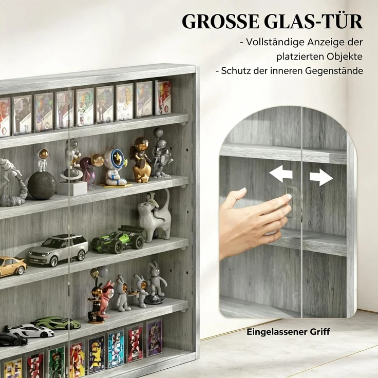 Ausstellungsschrank,Moderner Glasvitrine Schrank,Wandmontierter Vitrinenschrank,Ideal zur Präsentation von Sammlerstücken und Dekorationsobjekten(nur mit Wandmontierter Vitrinenschrank)--Herde--80x9.5x60cm--YOUDENOVA – Bild 3