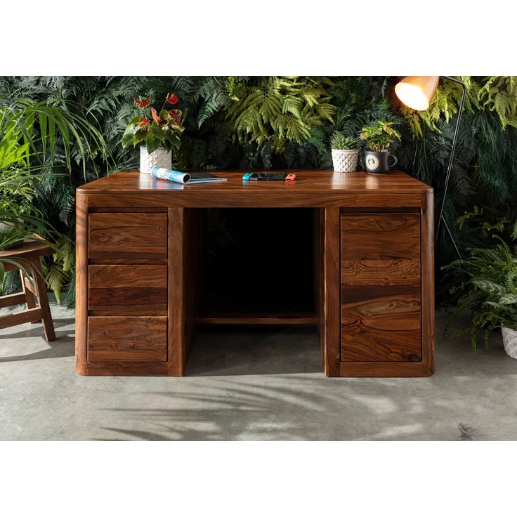 Schreibtisch Sheesham 150x75x78 walnuss gewachst TORONTO #248 – Bild 3