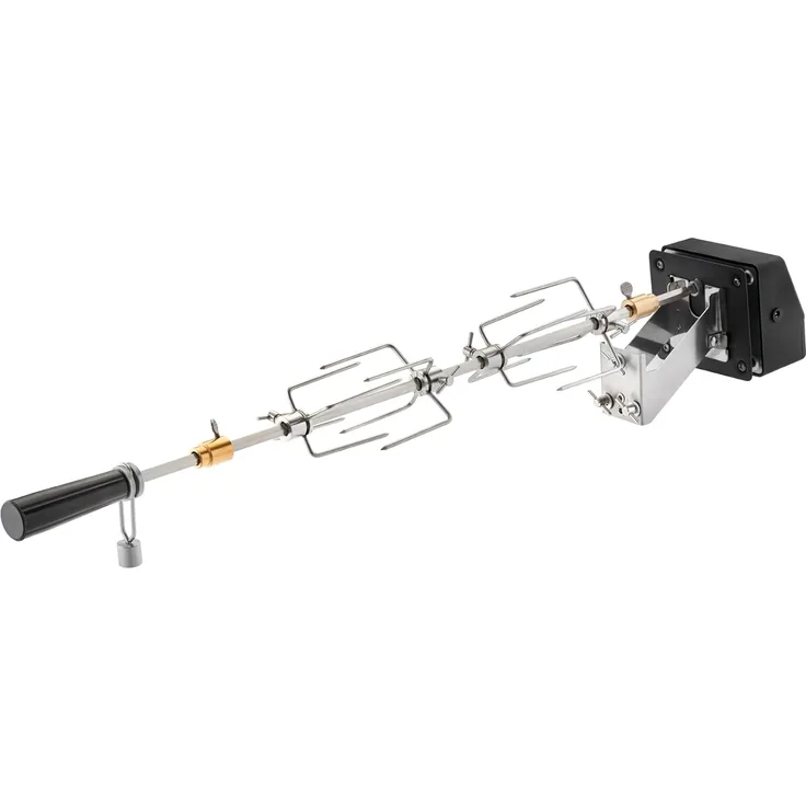 RÖSLE Premium-Drehspieß, Hochwertiger Grillspieß für RÖSLE BBQ-Stationen für VIDERO G2/G3, MAGNUM G3 und Kugelgrill No. 1 F60 mit Gourmetring, Traglast 10 kg, Edelstahl 18/10