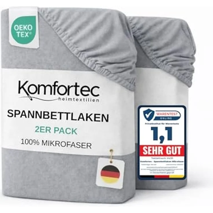 Komfortec Spannbettlaken Boxspringbett bis 15cm - 30cm Matratzenhöhe, Mikrofaser, Gummizug: Rundum, (2 Stück) – Bild 1