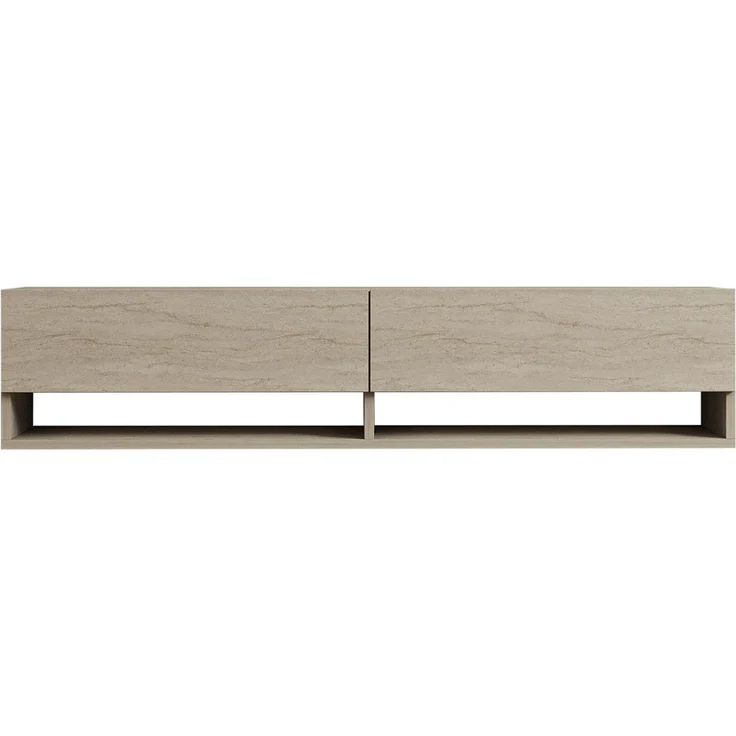 Calicosy Hängendes TV-Möbel mit 2 Klapptüren, Travertin-Dekor L141 cm - ARGES - Beige – Bild 1