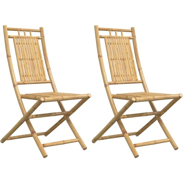 vidaXL Gartenstühle 2 Stk. Klappbar 46x66x99 cm Bambus 368037 – Bild 5