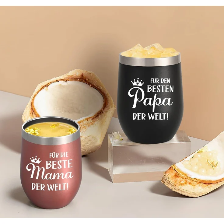 Livole Muttertag Vatertag Geschenk Tasse Edelstahl Thermobecher 350ml 2 Stück – Bild 2