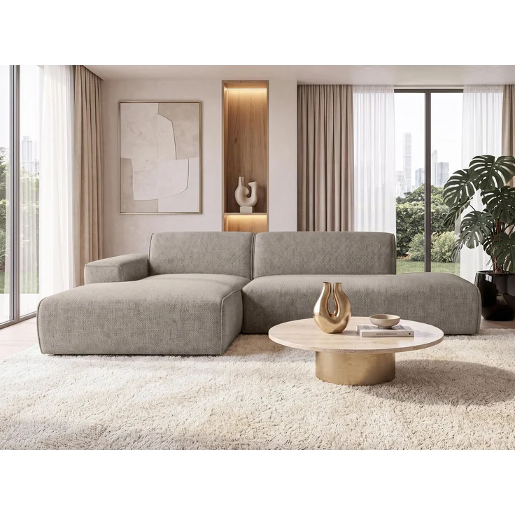 AX LIVING Ecksofa Braun Didim Duo 284 cm Chenille Sofa freistehend L – Bild 3