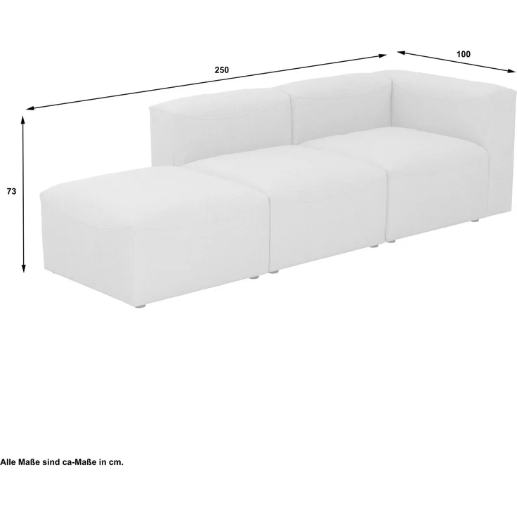 Sofa 2-Sitzer mit Hocker links Kattrina Flachgewebe creme – Bild 6